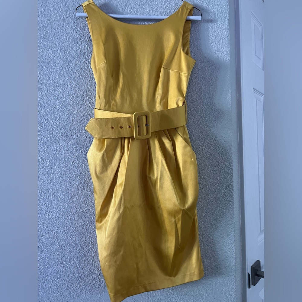 Teeze Me Golden Belted Midi Dress
